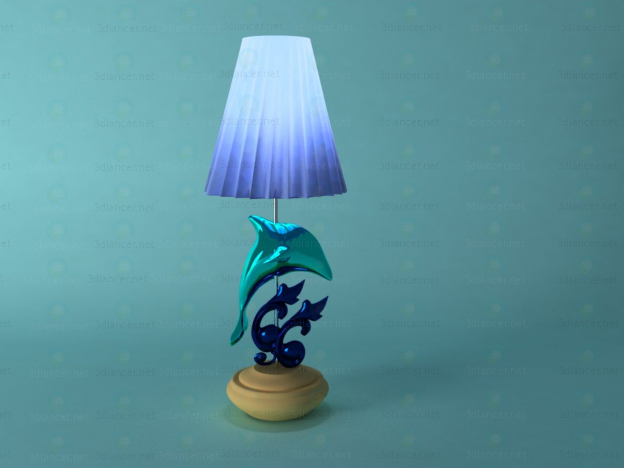 modèle 3D lampe avec un dauphin - preview