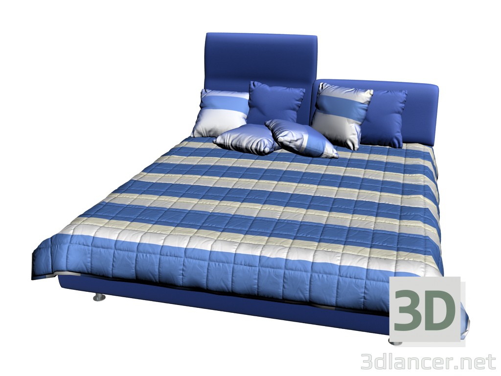 3d model Bed Invito (with 1-high headboard) - preview