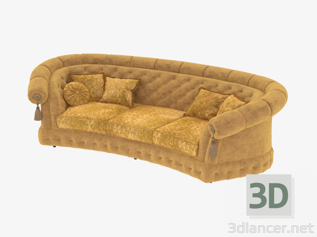 modèle 3D canapé triple classique - preview