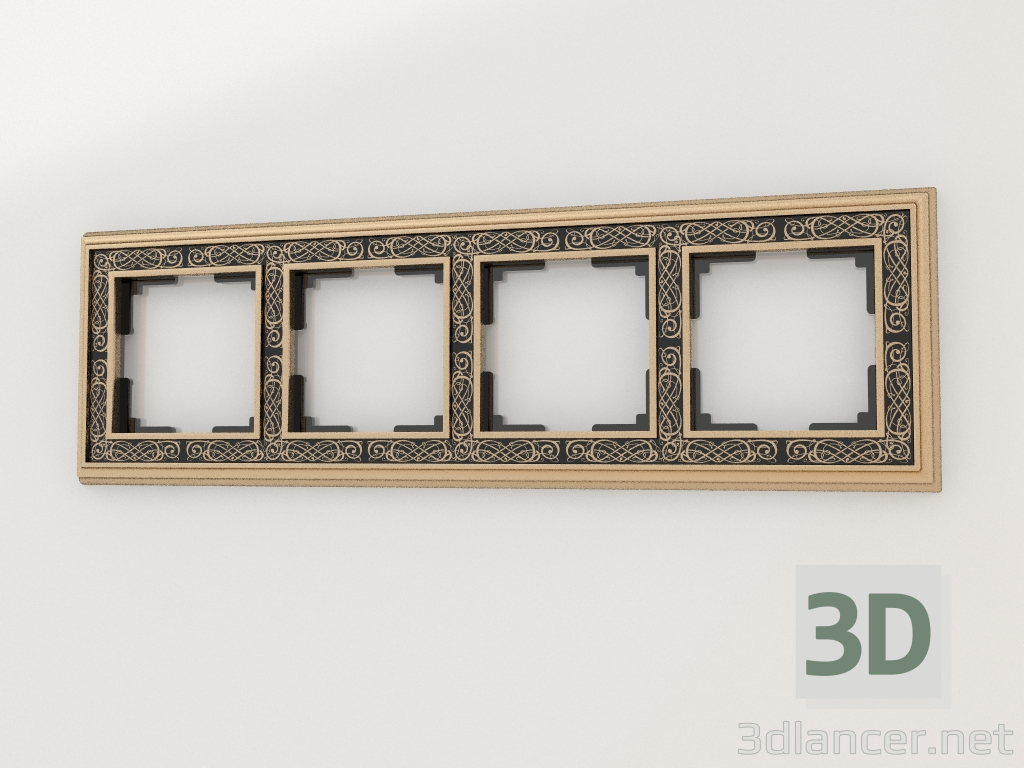 3D Modell Rahmen für 4 Pfosten Palacio Gracia (gold-schwarz) - Vorschau