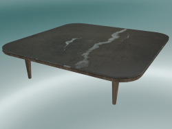 Tavolino Fly (SC11, 120x120 N 32cm, base in rovere oliato fumé con piano in marmo Pietra di Fossena 