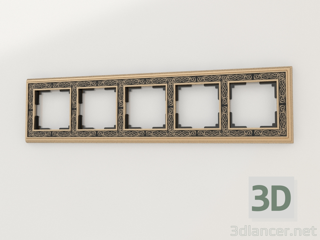 3D Modell Rahmen für 5 Pfosten Palacio Gracia (gold-schwarz) - Vorschau