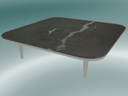 Mesa de centro Fly (SC11, 120x120 N 32cm, base em carvalho oleado branco com tampo de mesa de mármor