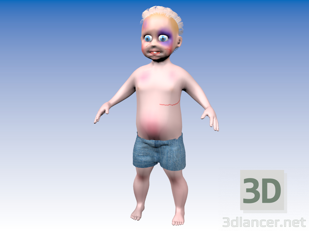 modello 3D il cattivo ragazzino per il fumetto - anteprima