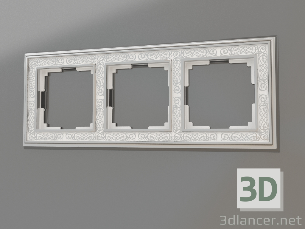 3D modeli 3 direkli çerçeve Palacio Gracia (krom-beyaz) - önizleme