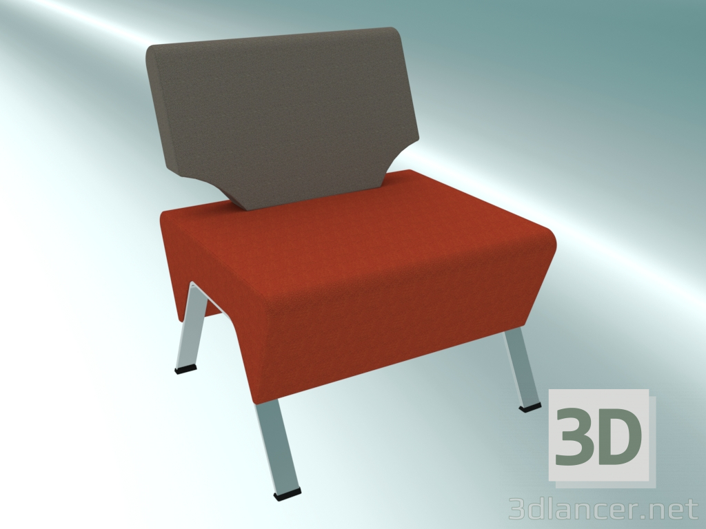 3d model Single bench with high back (12) - preview
