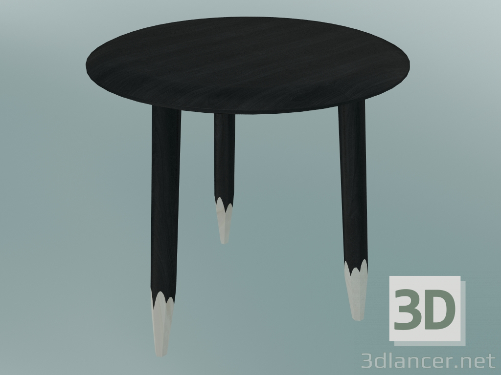 3D Modell Deko-Tisch Huf (SW1, Ø50cm, H 50cm, Eiche schwarz geölt) - Vorschau