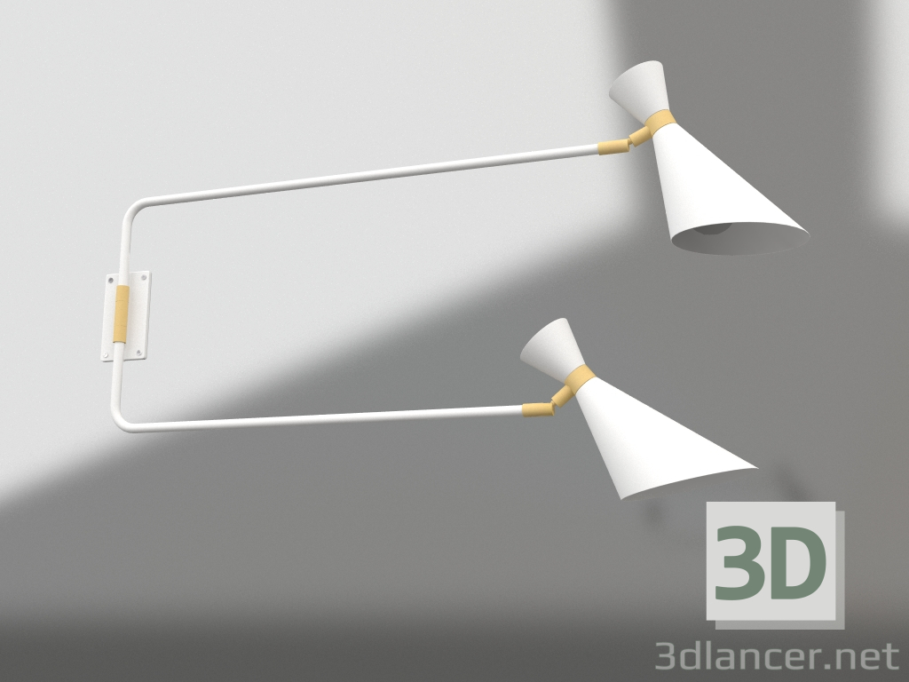 modello 3D Lampada da parete doppia Shady (Bianco) - anteprima