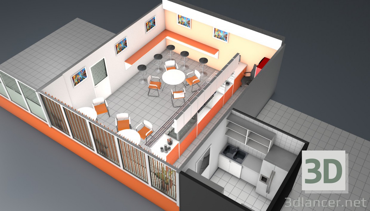 3d model Cafe - preview