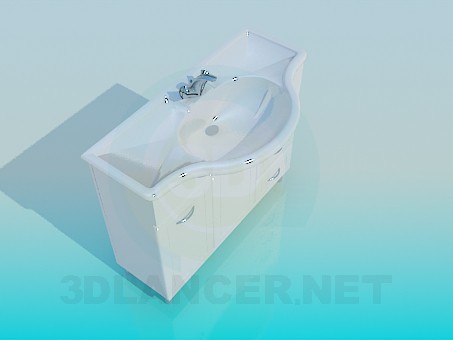 3D Modell Waschbecken mit Sockel - Vorschau