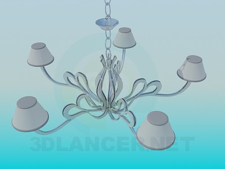 3D Modell Kronleuchter mit Lampenschirmen - Vorschau