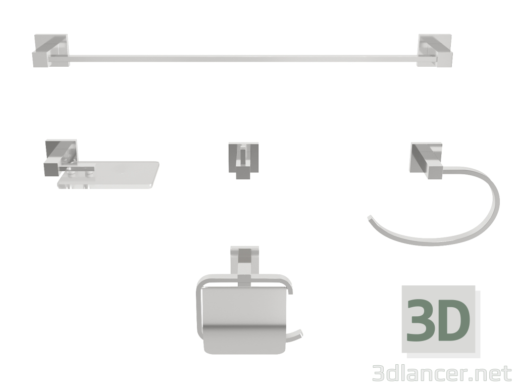 3d Bathroom accessories - five pieces model buy - render