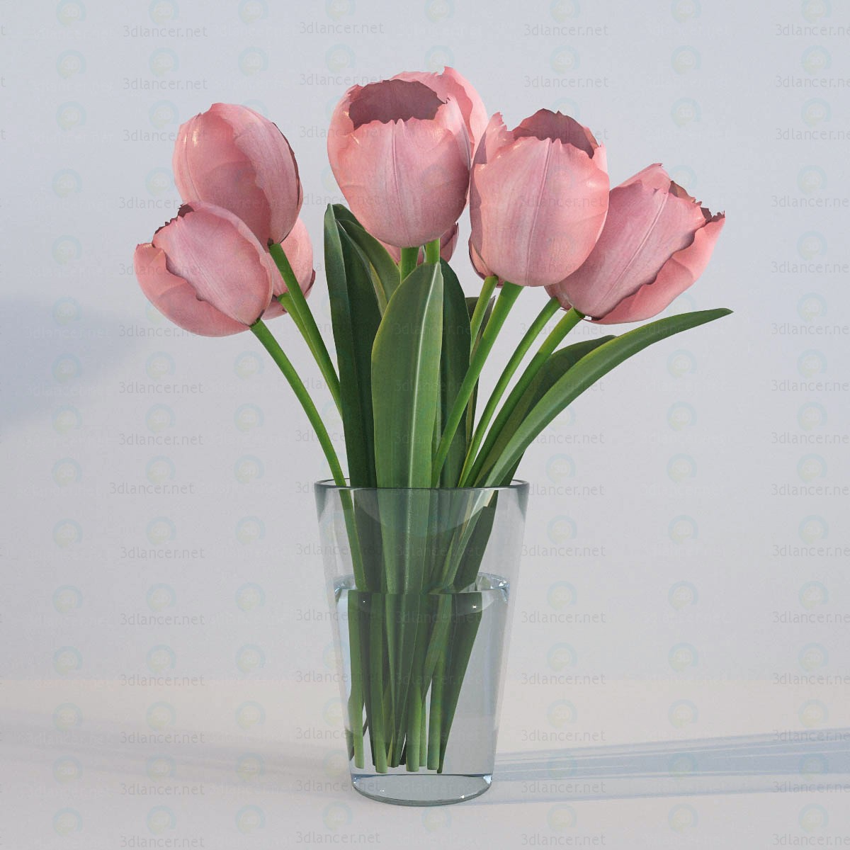 3d модель Тюльпани в скляній вазі – превью