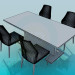 modello 3D Tavolo con sedie - anteprima