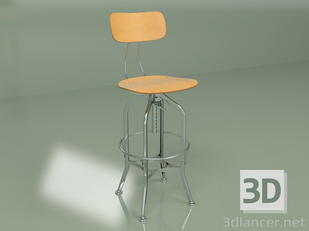 3d model Bar stool Toledo Wood (nickel, brown) - preview