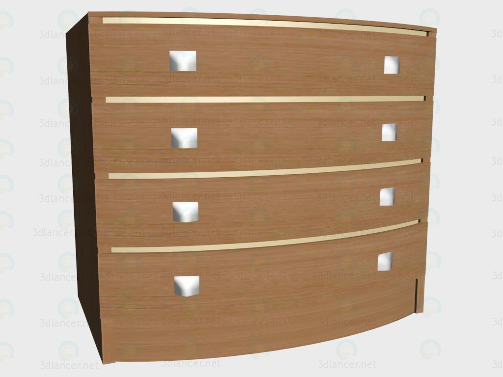 3d model Chest convex with lighting - preview