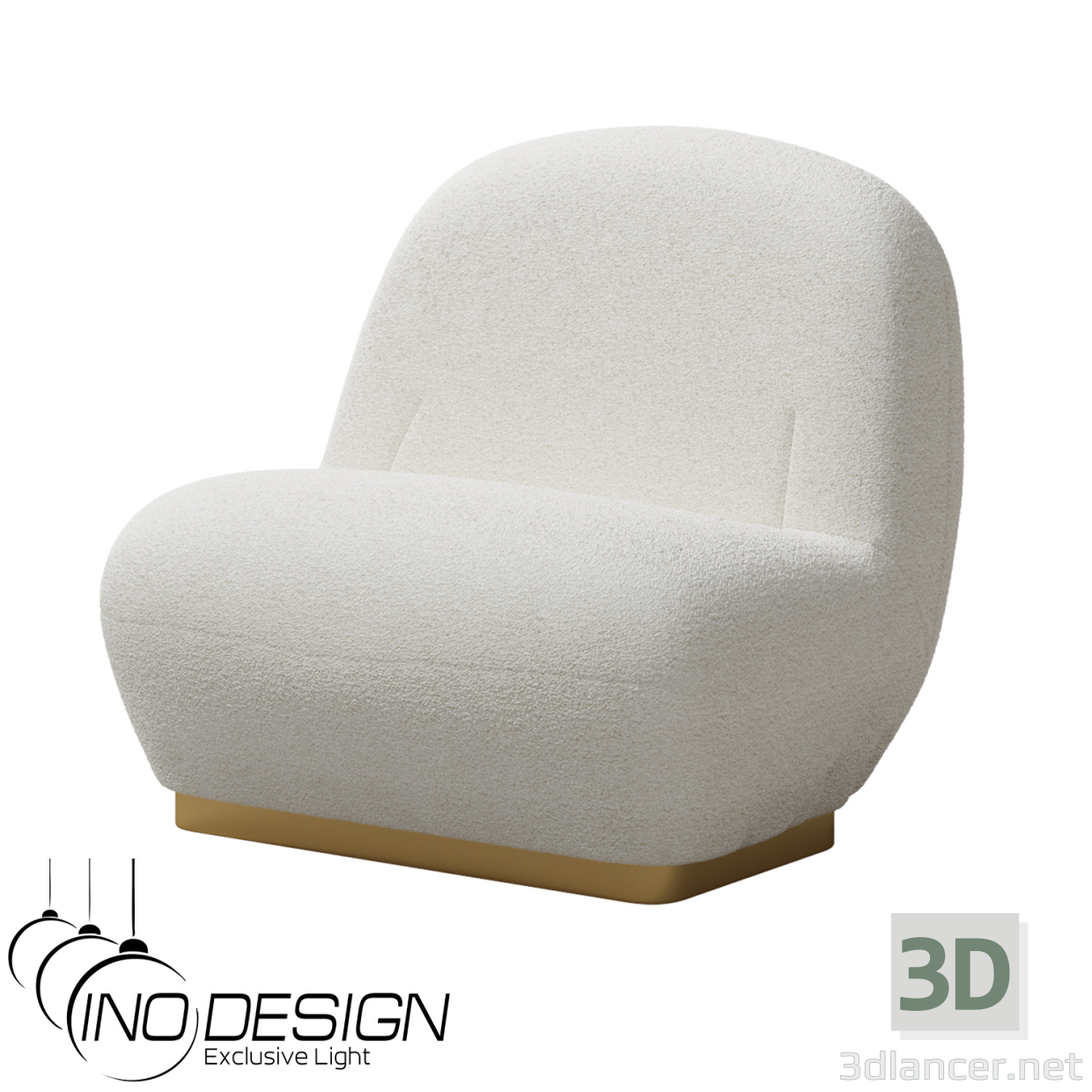 3d model Inodesign Pacha lounge chair ivory 01.419 - preview