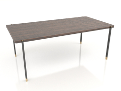Mesa de comedor, acabado chapado en ébano, patas de metal (200x106,6x75 cm)