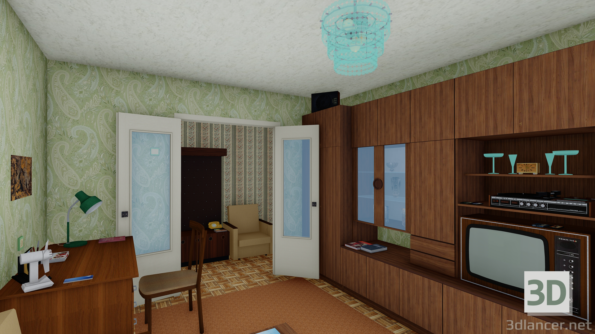 3d Panel five-story building with a Soviet apartment from the 80s model buy - render