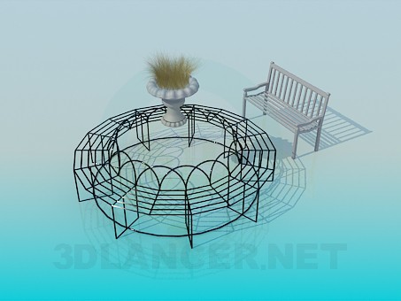 3D Modell Kreisförmige Schmiedeeisen Bank - Vorschau