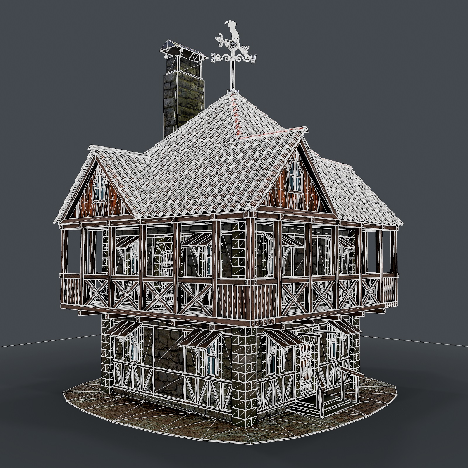 3d Средневековый дом 3d модель модель купить - ракурс