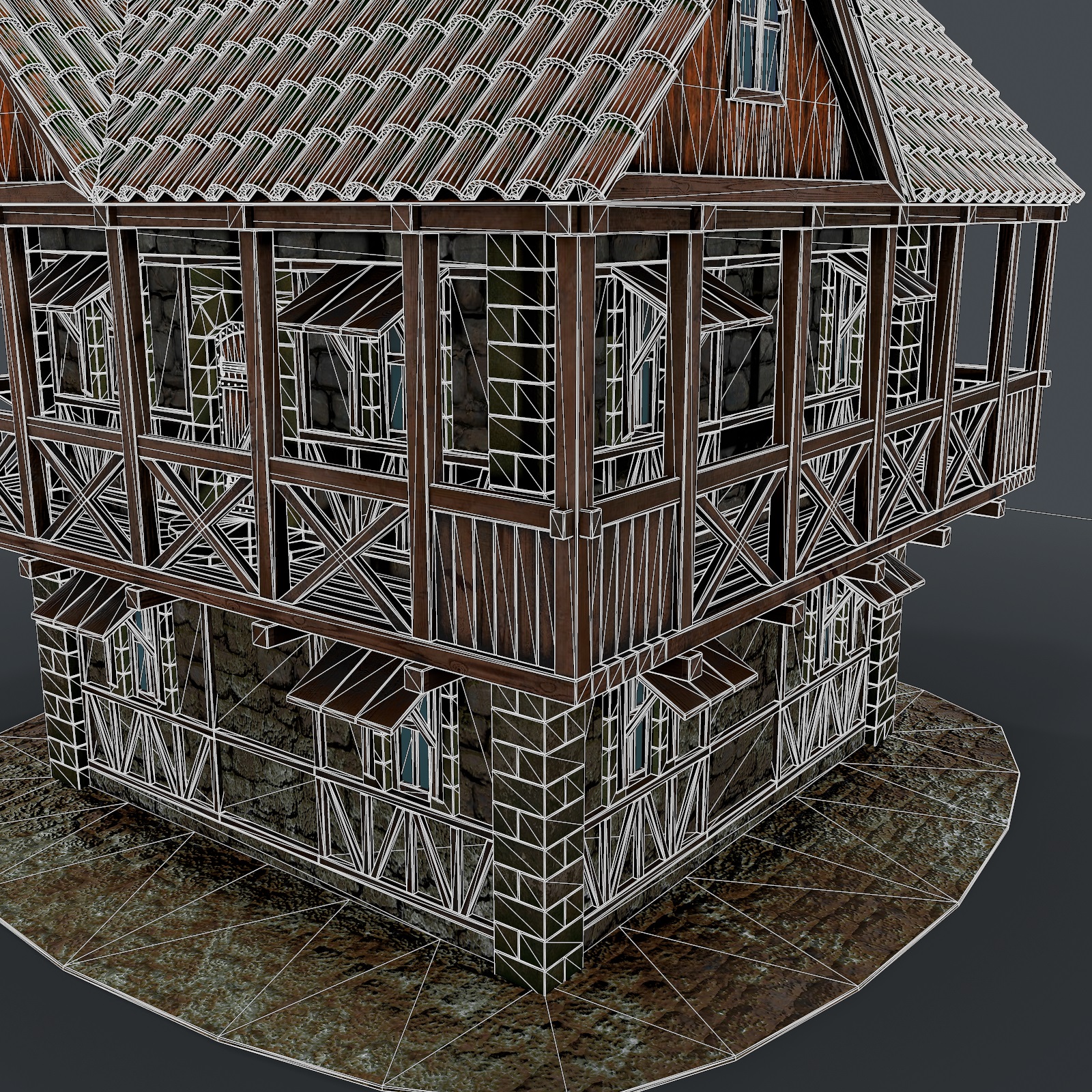 3d Средневековый дом 3d модель модель купить - ракурс
