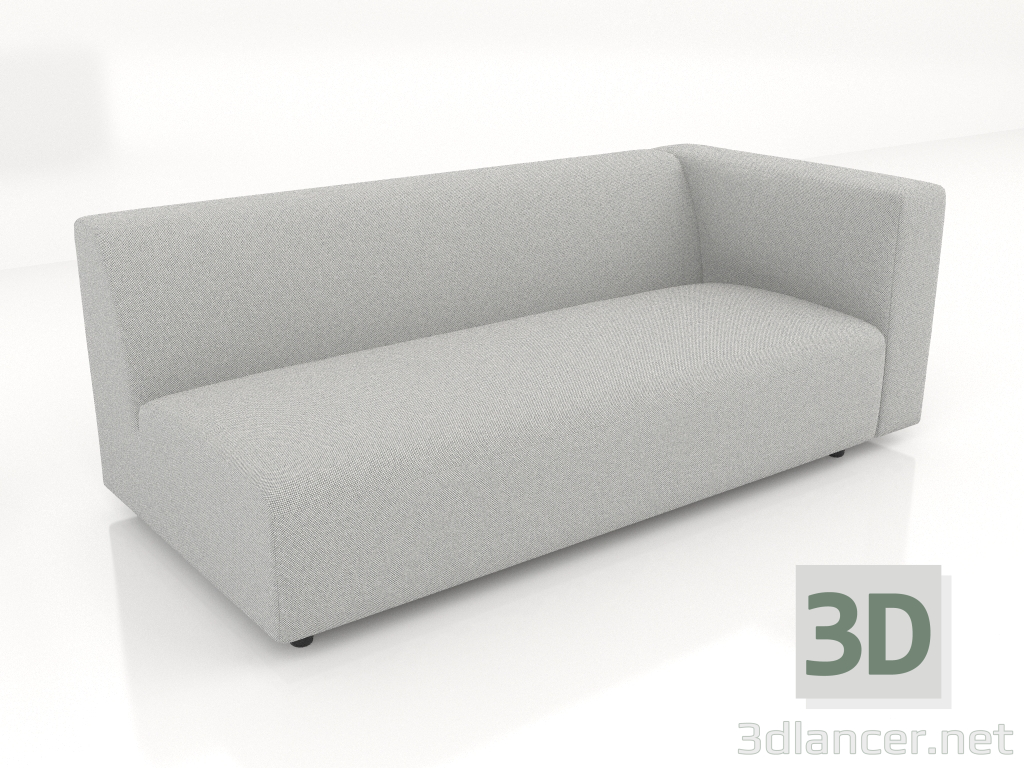 3D modeli Kanepe modülü 2 koltuk (L) 183x90, sağda kolçaklı - önizleme