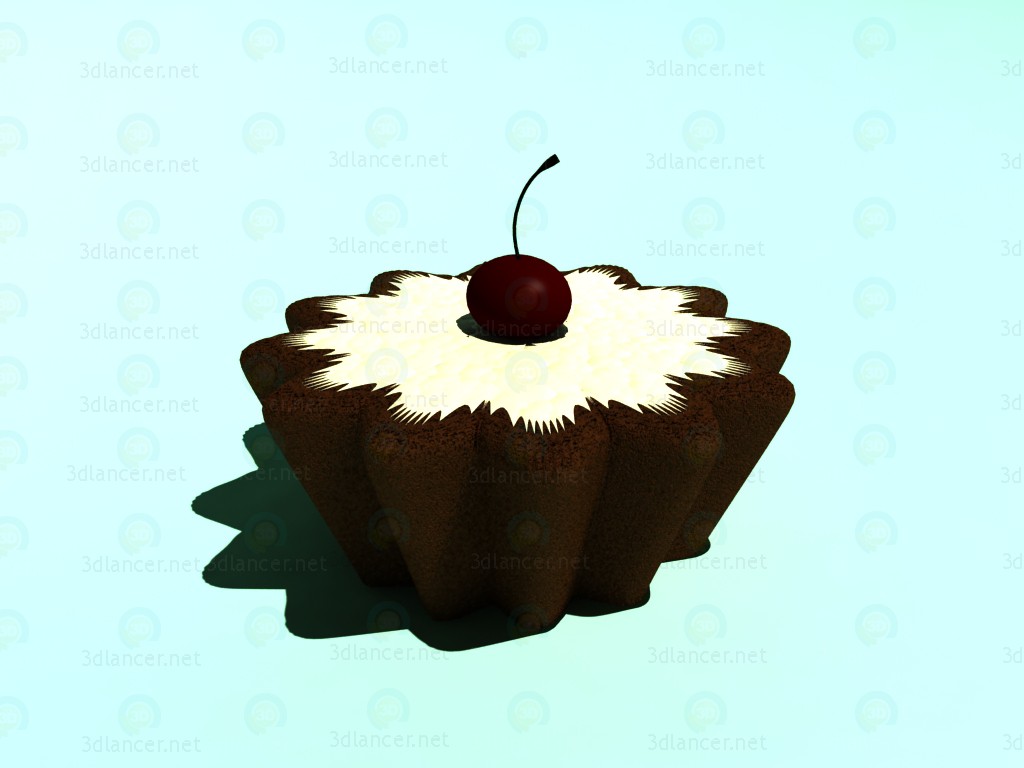 3d model Cupcake con cereza - vista previa