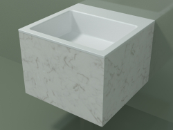 Wall-mounted washbasin (02R122302, Carrara M01, L 48, P 48, H 36 cm)