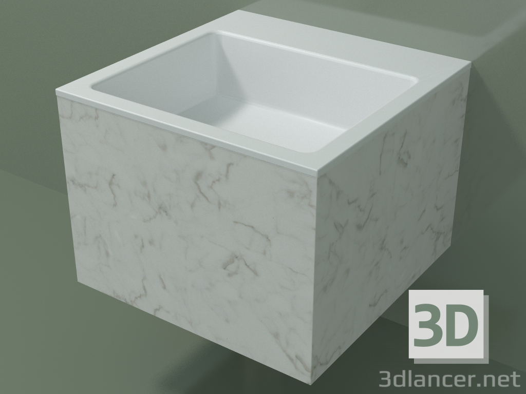 modello 3D Lavabo sospeso (02R122302, Carrara M01, L 48, P 48, H 36 cm) - anteprima
