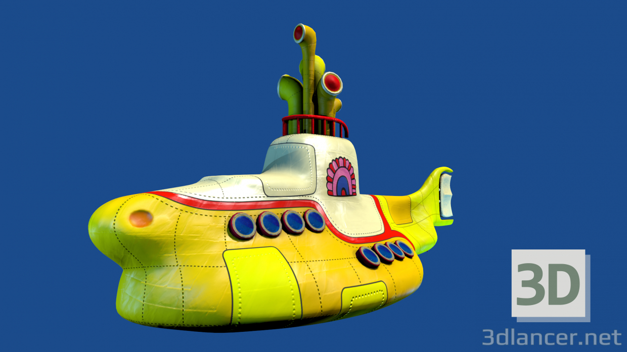 modèle 3D Sous-marin jaune - preview