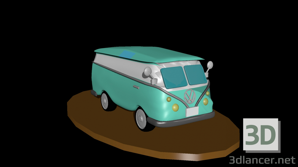 modello 3D furgone hippie - anteprima