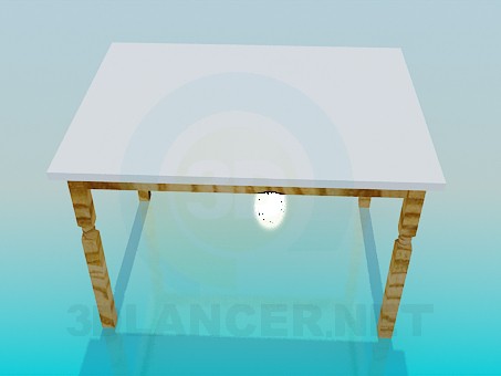 modèle 3D Table avec pieds en bois - preview