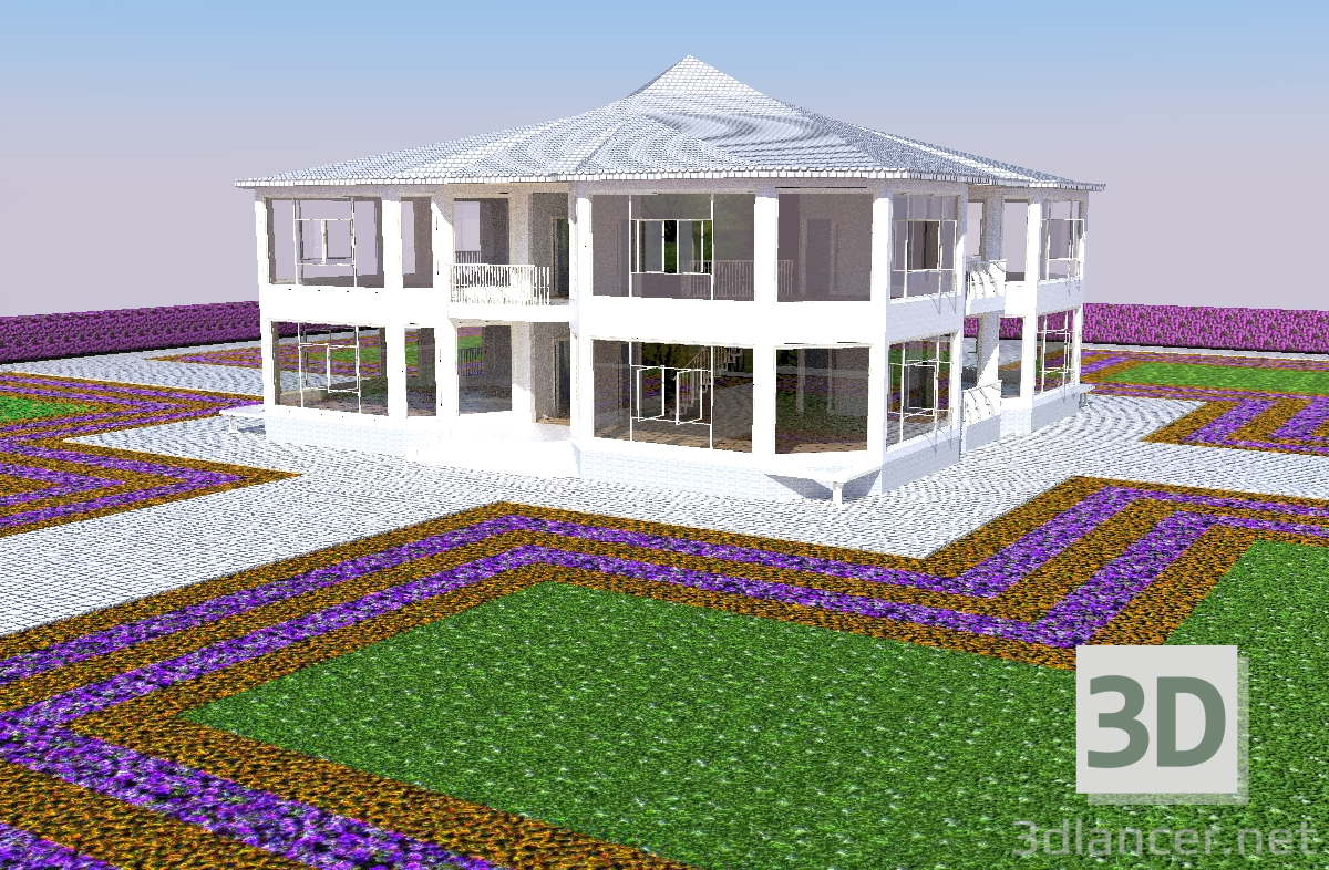 3D Modell zweistöckiges Haus - Vorschau