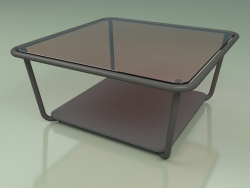 Mesa de centro 001 (vidrio bronceado, metal ahumado, gris HPL)