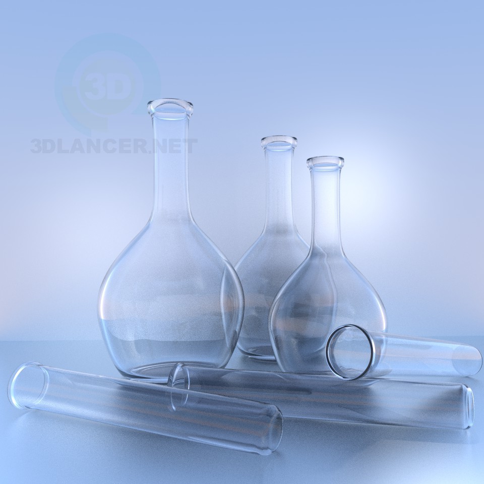 3d model Flasks and test tubes - preview