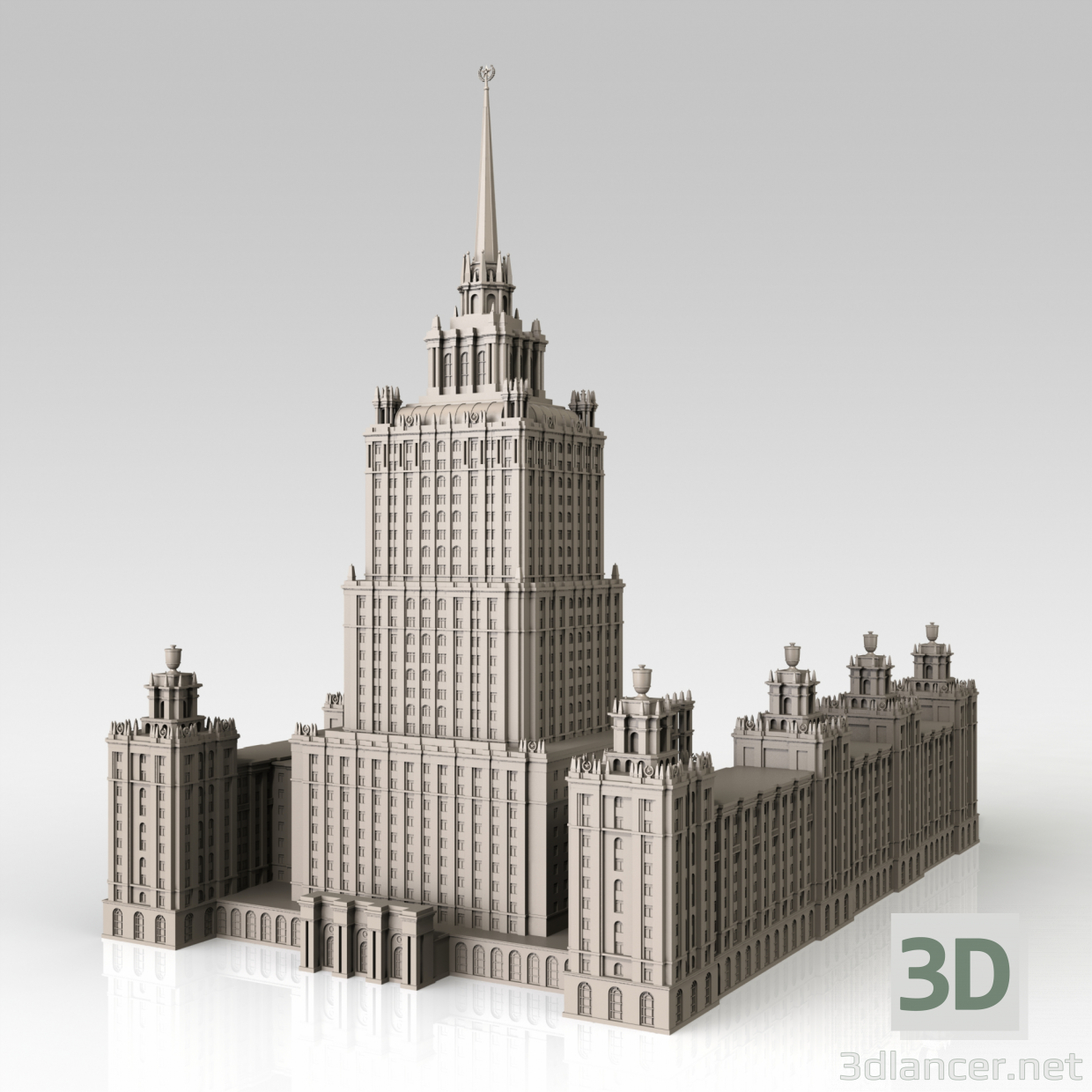 Hotel Ucrania Moscú 3D modelo Compro - render