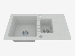 Sink, 1,5 bowls with a wing for drying - gray metal Zorba (ZQZ S513)