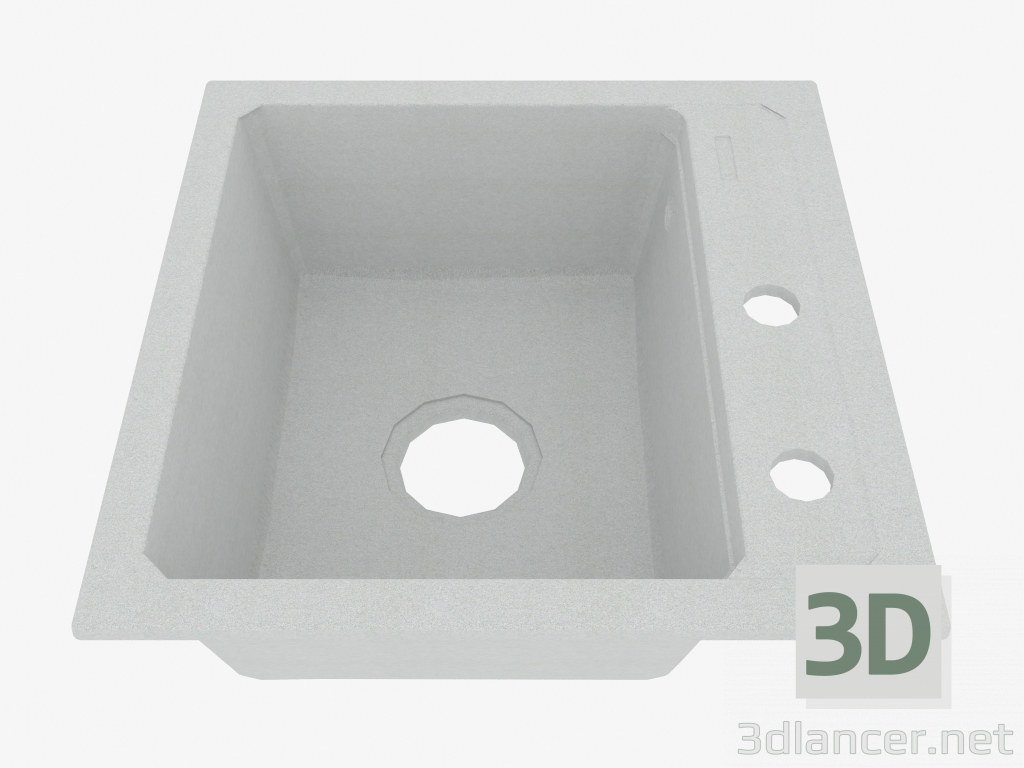 modello 3D Lavello, 1 vasca senza alette per asciugatura - metallo grigio Zorba (ZQZ S103) - anteprima