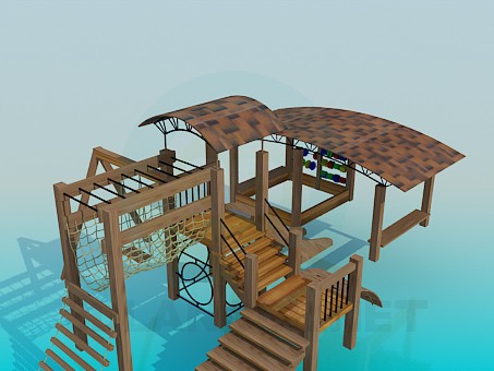 modello 3D Complesso di intrattenimento nel parco giochi - anteprima