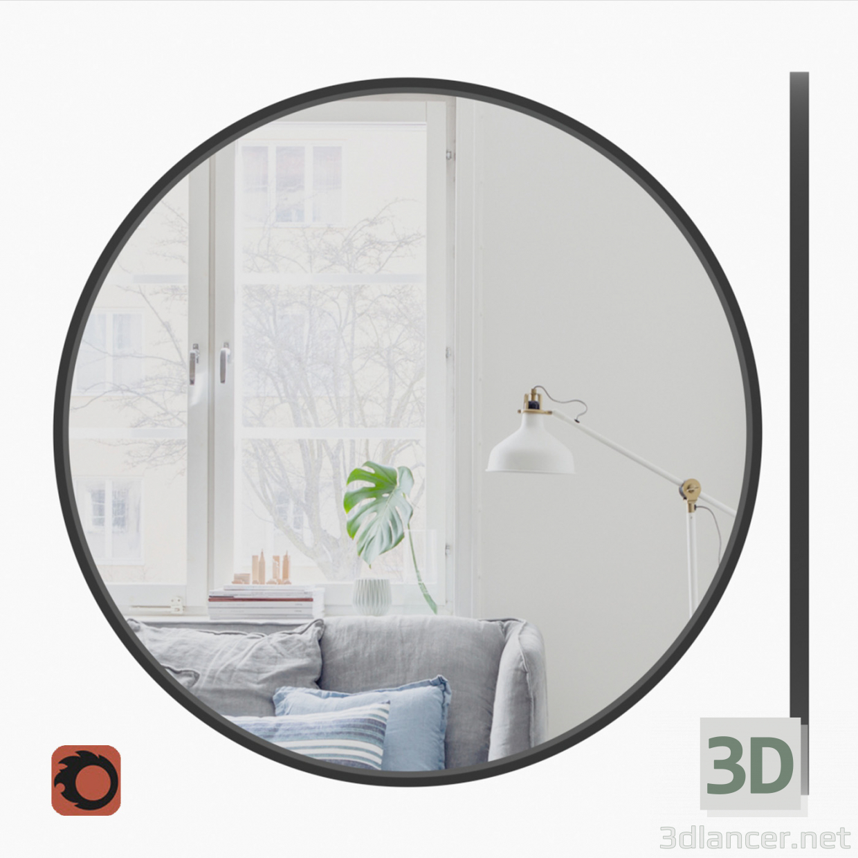 modèle 3D Miroir cadre en MDF peint - preview