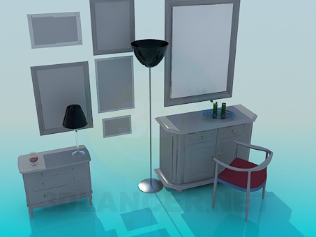 modèle 3D ensemble de meubles - preview