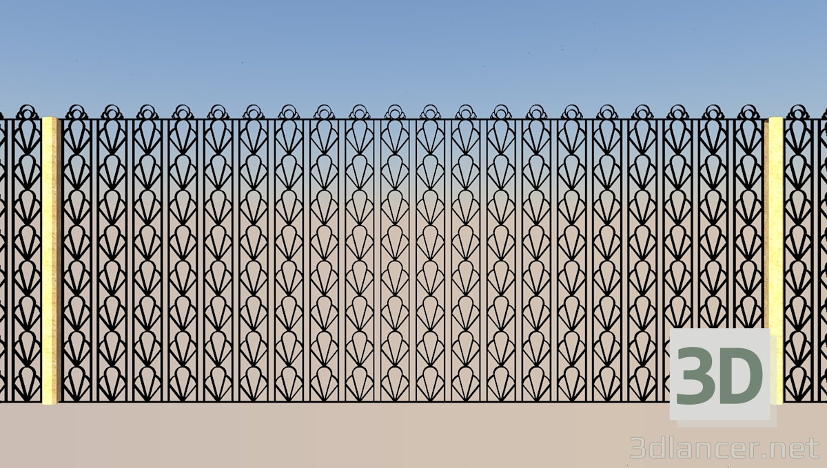 3D modeli metal çit - önizleme