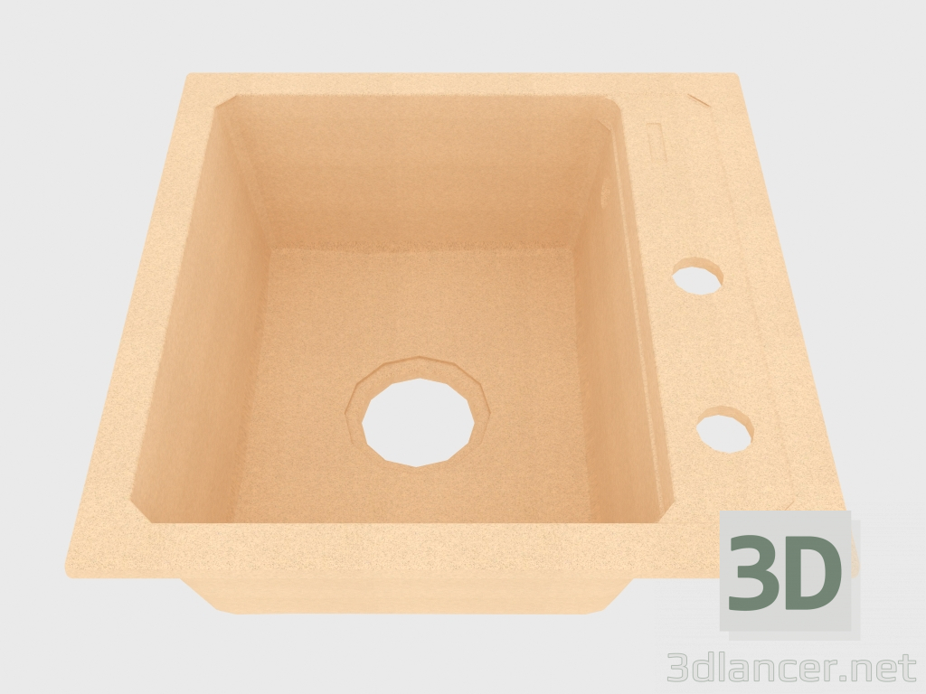 modello 3D Lavello, 1 vasca senza alette per asciugatura - sabbia Zorba (ZQZ 7103) - anteprima