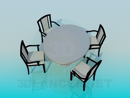 3 डी मॉडल कुर्सियों के साथ तालिका - पूर्वावलोकन