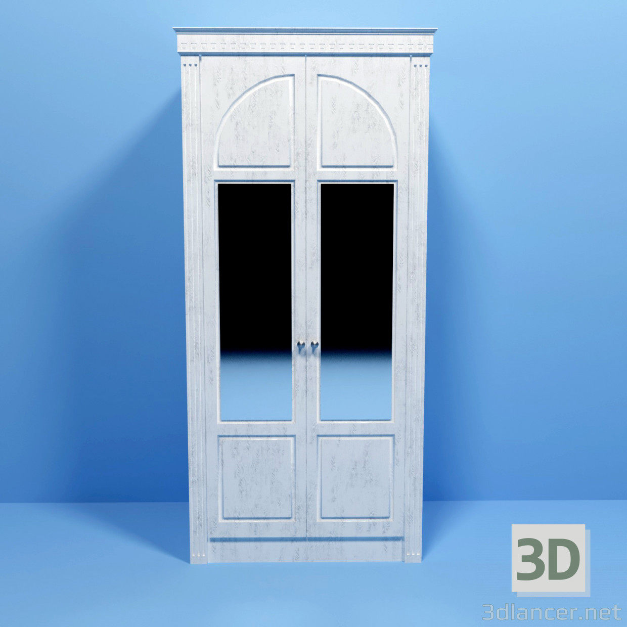 3d модель Двустворчатый шкаф с зеркалами – превью