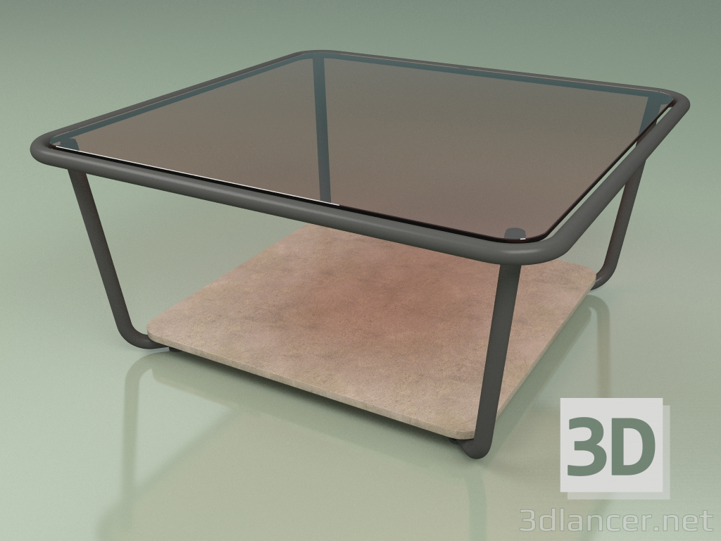 modello 3D Tavolino 001 (Vetro Bronzato, Metallo Fumé, Pietra Farsena) - anteprima