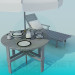 3D Modell Liegestuhl und Strand-Tisch - Vorschau