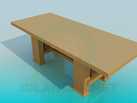 3 डी मॉडल बड़ी लकड़ी की मेज - पूर्वावलोकन