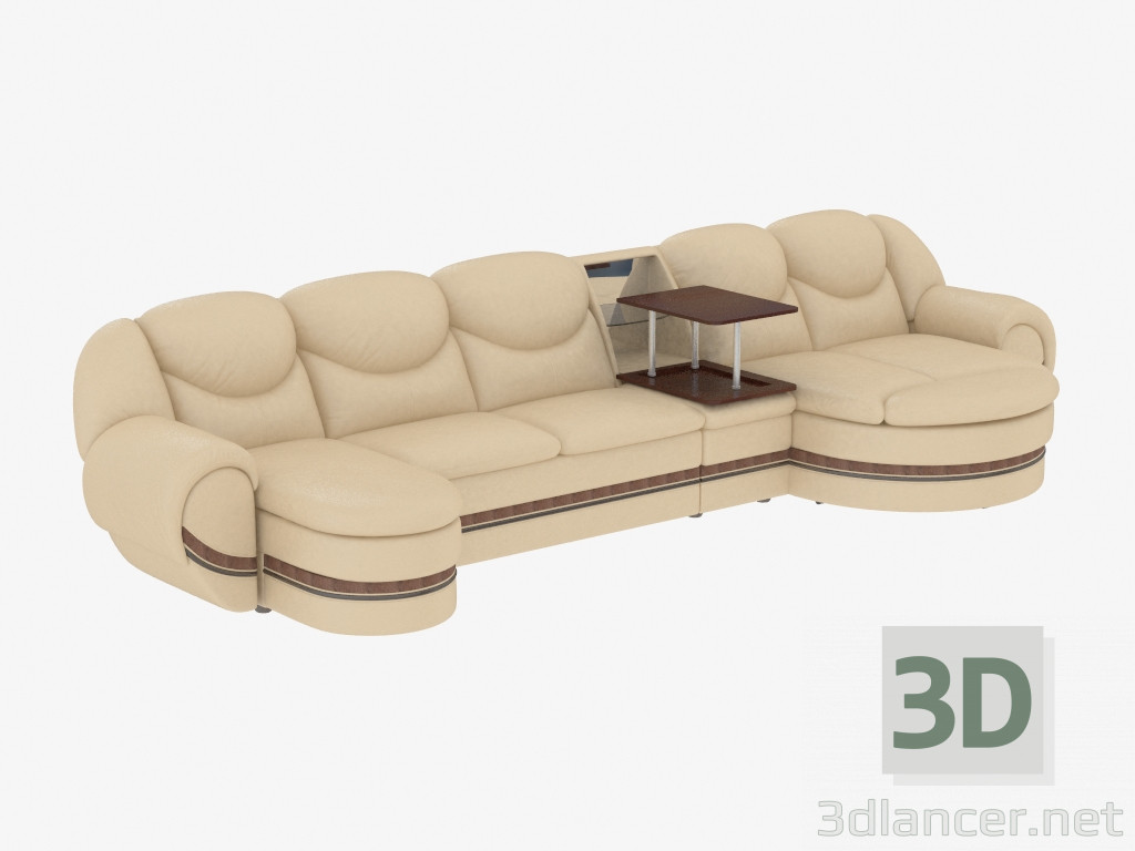 modello 3D Divano modulare con tavolino - anteprima